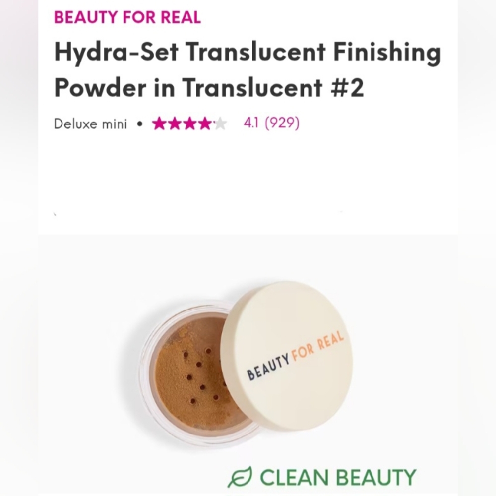 🎉3•$13/4•$16🎉 BEAUTY FOR REAL Hydra-Set Finishing Powder In Translucent #2 - Picture 4 of 7